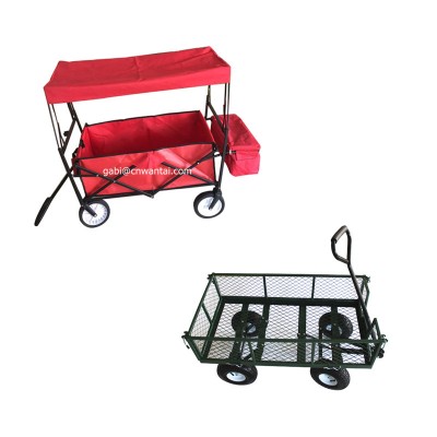 Heavy Duty Steel Mesh Yard Garden Crate Wagon Garden Trolley Cart with 4 Four Wheels