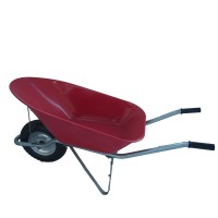 heavy duty industrial construction concrete red wheelbarrow